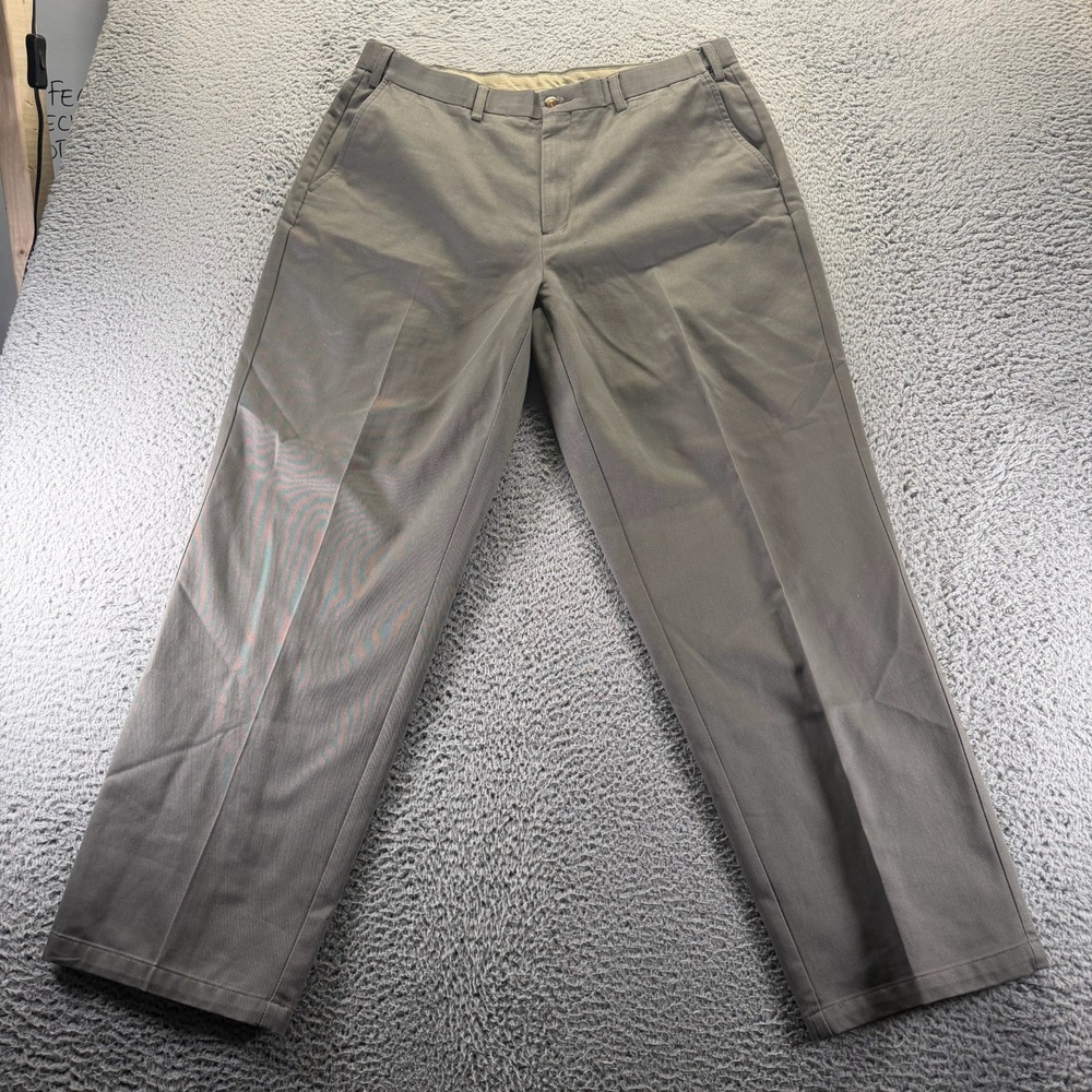 Perry Ellis Pant Mens 36x32 Brown Cotton‎ Dress Straight Business Preppy Formal